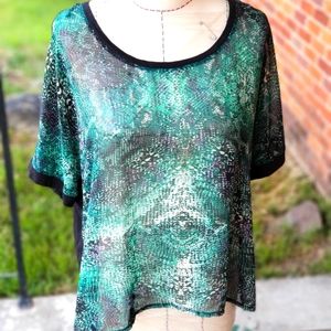 Womens snake skin print sheer front top